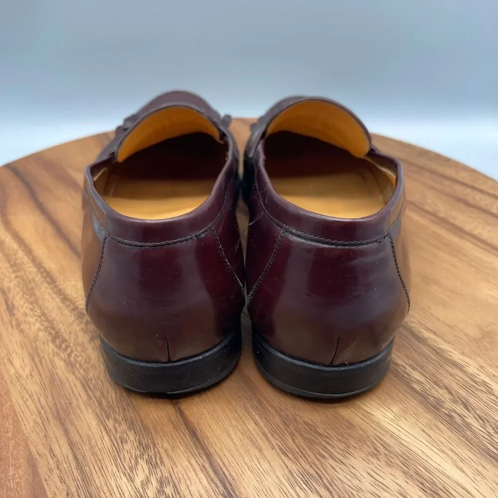 Mezlan Loafers Mens 10 W Burgundy Leather Tassels Slip On Spain Dress Shoes
